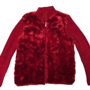 Lisa International Faux Fur Zipper Jacket Size PS